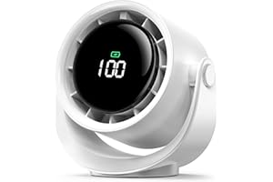 Koonie Desk Fan, LED Display Mini Table Fan, Rechargeable Personal Fan with 4000mAh Battery, Max. 17H Use, 5 Speeds, 360°Tilt, USB-C Charging, Quiet Small Portable Fan for Home, Office, Camp, Travel
