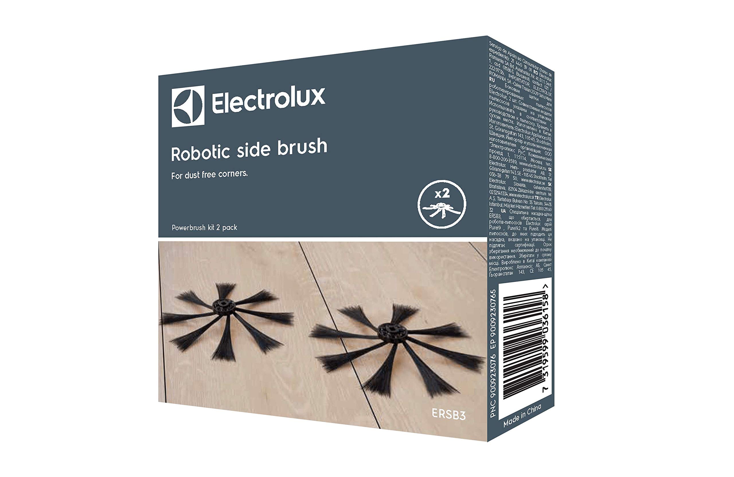 ELECTROLUX ERSB3 Side Brush Set for RX9 Robot Vacuum Cleaners (Pack of 2, Brushes, Precise and Thorough Vacuuming, Optimal Dust Absorption, Extra Soft, Easy to) Black