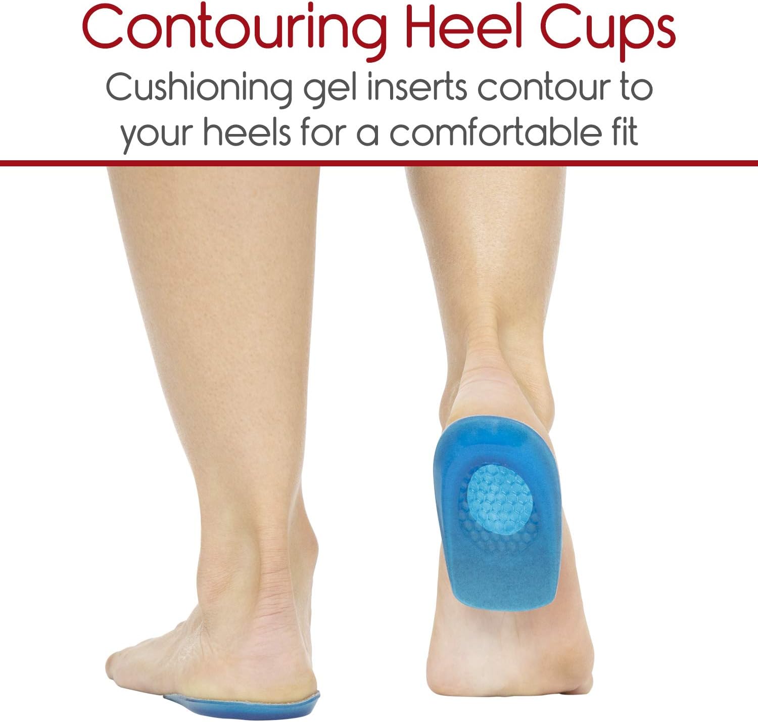 Envelop Gel Heel Cups - Heel Cushion for Women, Men, Bone Spur, Plantar Fasciitis Support - Shoe Inserts Provide Foot Pain Relief for Achilles, Feet Arch, Kids - Shock Absorbing Protector Pad (Large): Health & Personal Care