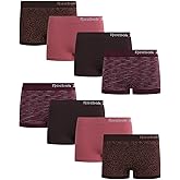 Reebok Womens Boyshorts Underwear - 8 Pack Stretch Performance Seamless Underwear for Women, 4” Inseam with Tagless Waistband