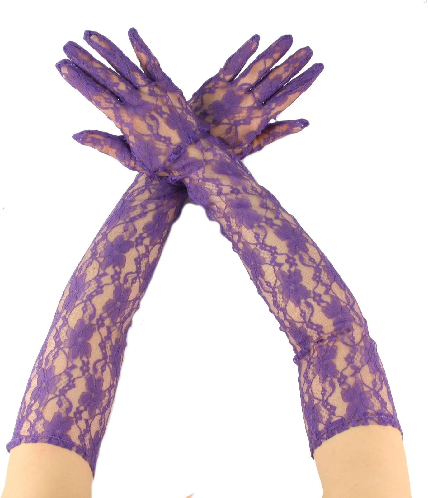 Sexy Floral Sheer Lace Tea Party Vintage Style Opera 22" Long Dressy Gloves