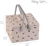Hobby Gift Large Sewing Box Twin Lid with Handle Cotton Basket Bees 25x25x17cm view 4