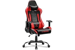 VITESSE Ergonomic Red Gaming Chair for Adults, 330 lbs PC Computer Chair, Racing Office Chair, Silla Gamer Height Adjustable Swivel Chair with Lumbar Support and Headrest…
