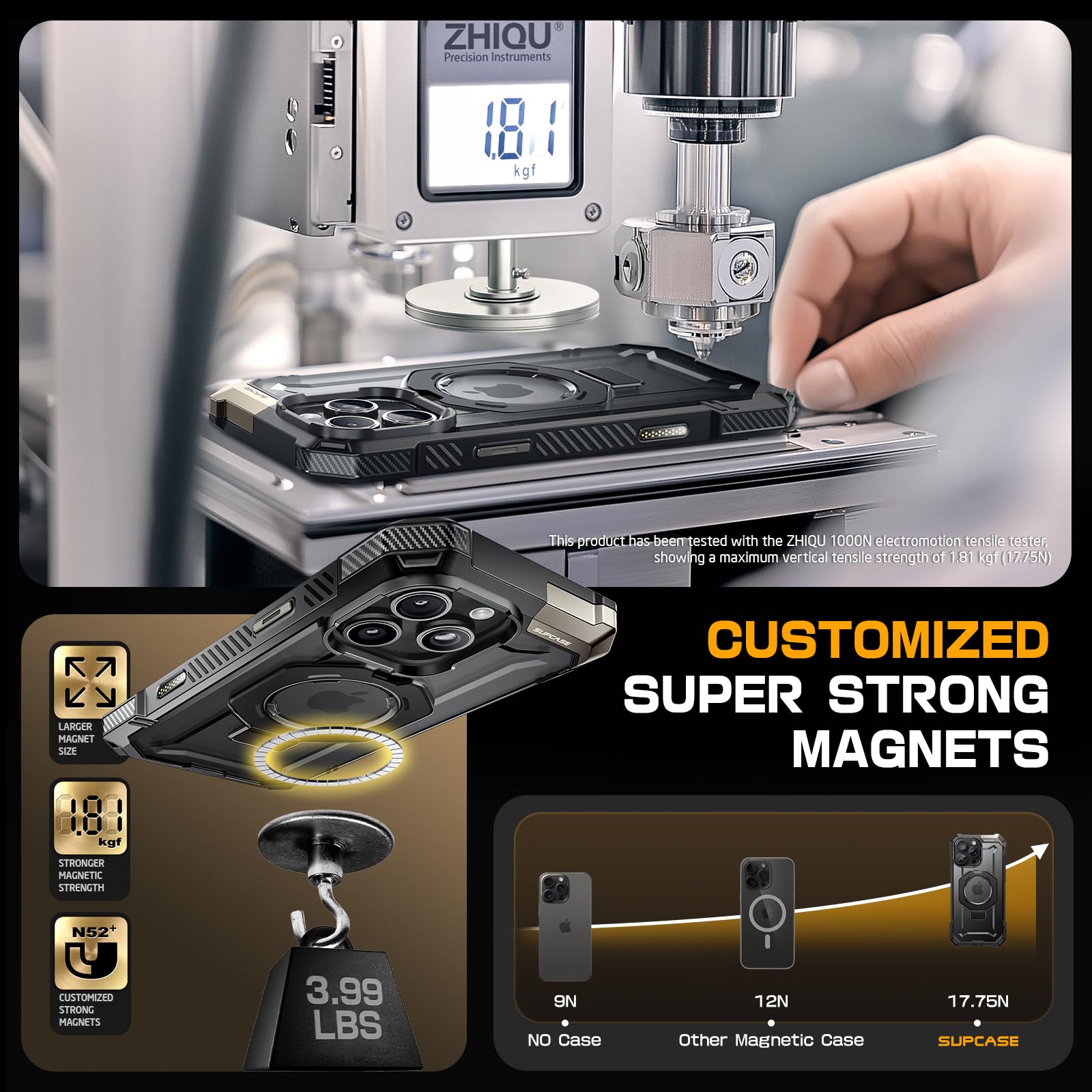 SUPCASE for iPhone 16 Pro Max Case with Camera Control Capture Button (Unicorn Beetle Grip), [Built-in Stand] [Compatible with MagSafe] Heavy Duty Magnetic Phone Case for iPhone 16 Pro Max, Black