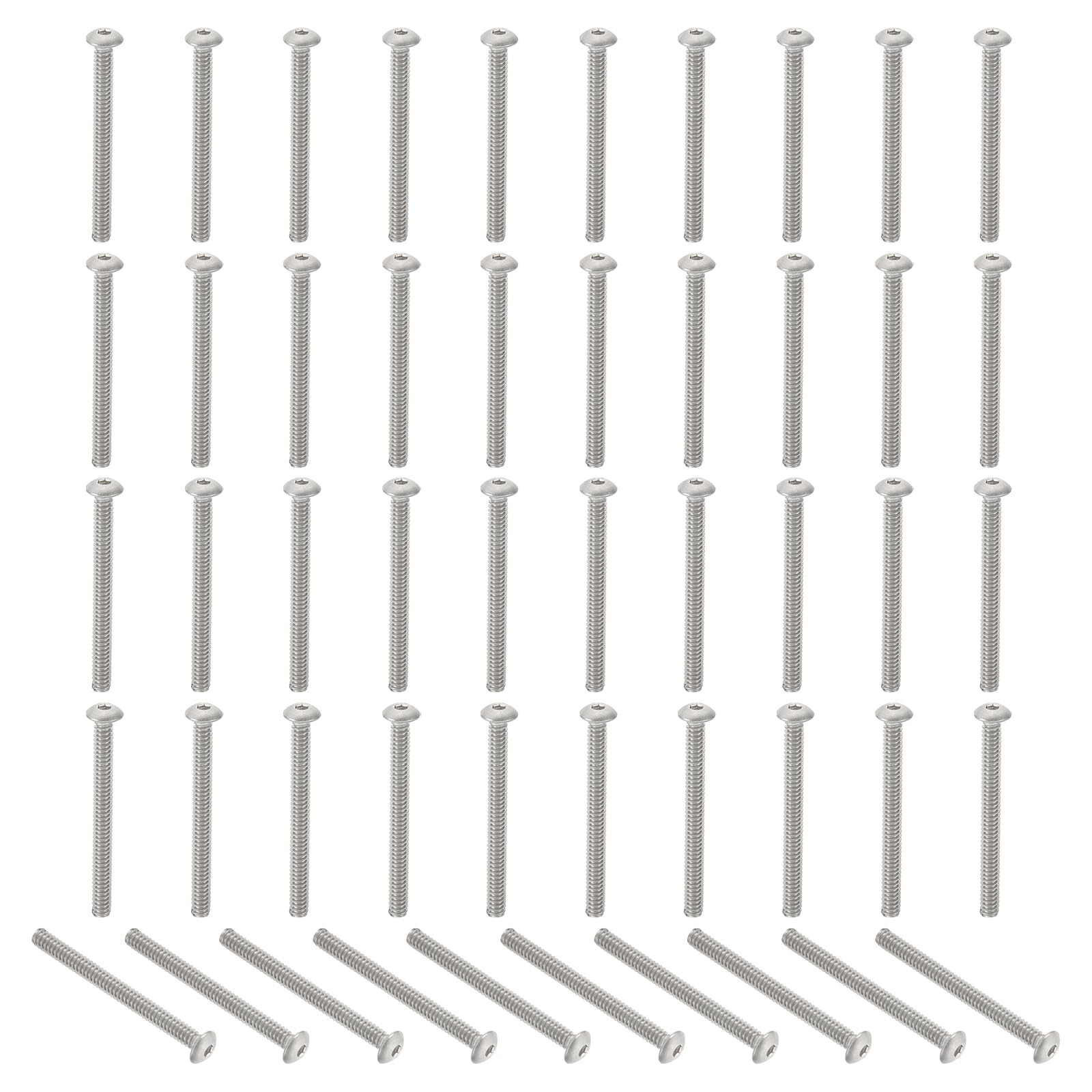 PATIKIL #6-32 * 1-1/2" Button Head Socket Cap Screws, 50 Pcs 304 Stainless Steel 18-8 Socket Cap Screw Bolts Allen Hex Drive Full Thread UNC