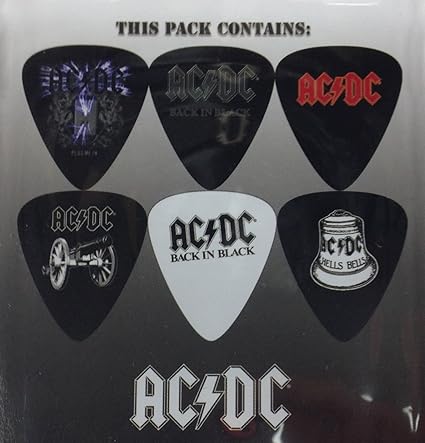 Amazon Com Perri Hot Picks Ac Dc 6 Guitar Picks Pack 3 Hell S Bells Back In Black Musical Instruments