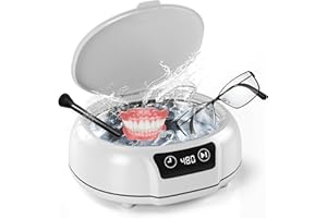 ROLWAY Jewelry Cleaner, 700ml(24.5 Oz) 48KHz Ultrasonic Retainer Cleaner with 3 Digital Timer, Ultrasonic Cleaner for Retainers, Glasses, Jewelry, Ring, Dentures