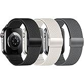3 Pack Stretchy Sport Loop Bands Compatible with Apple Watch Band 49mm 46mm 45mm 44mm 42mm 41mm 40mm 38mm Men Women, Magnetic Clasp Nylon Straps for iwatch Ultra 3 2 1Series 11 10 9 8 7 6 SE 5 4