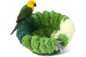 Admaison Bird Nest for Cage,Plush Hanging Bird Bed for Parakeet,Breeding Bird House for Conure,Budgie,Cockatiel,Lovebird,Canary,Finch,Hamster,Small Pets,Warm Nest (Green, S)