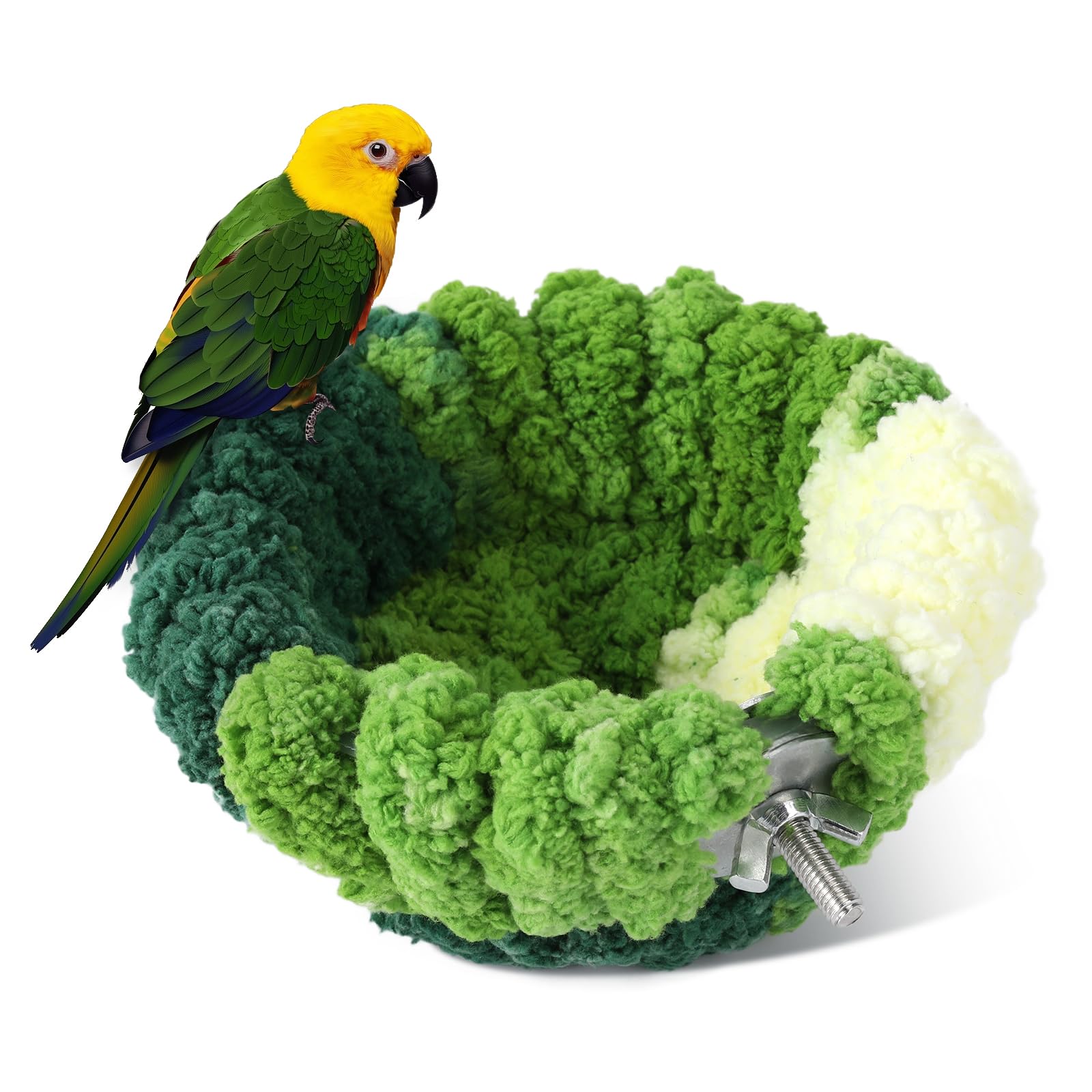 Photo 1 of Admaison Bird Nest for Cage,Plush Hanging Bird Bed for Parakeet,Breeding Bird House for Conure,Budgie,Cockatiel,Lovebird,Canary,Finch,Hamster,Small Pets,Warm Nest(Green, L)