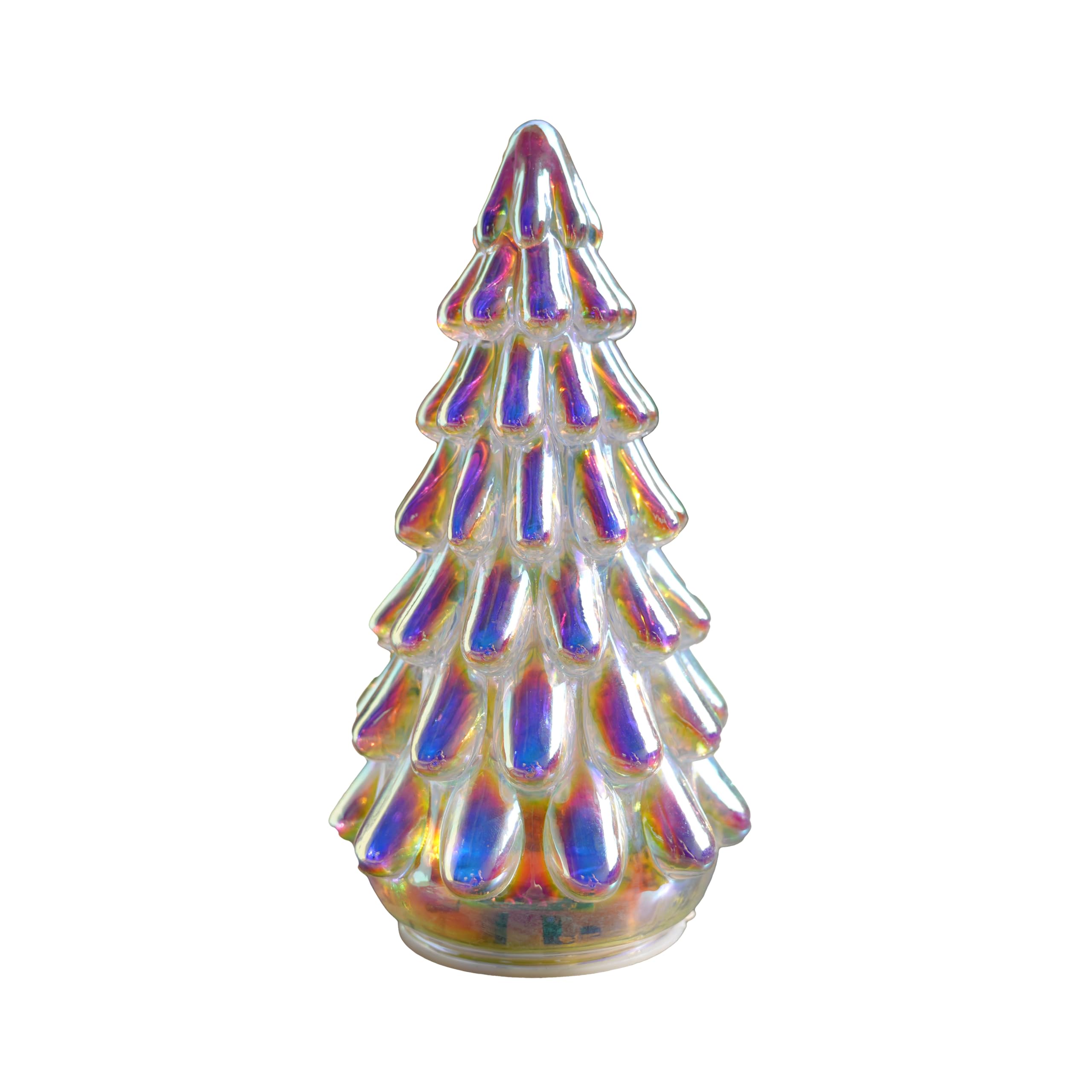 Photo 1 of hvfun Glass Christmas Tree for Table top-Iridescent Effect in The Sunshine, Light Up Xmas Tree Centerpiece, for Mantel, and Window Home Decor