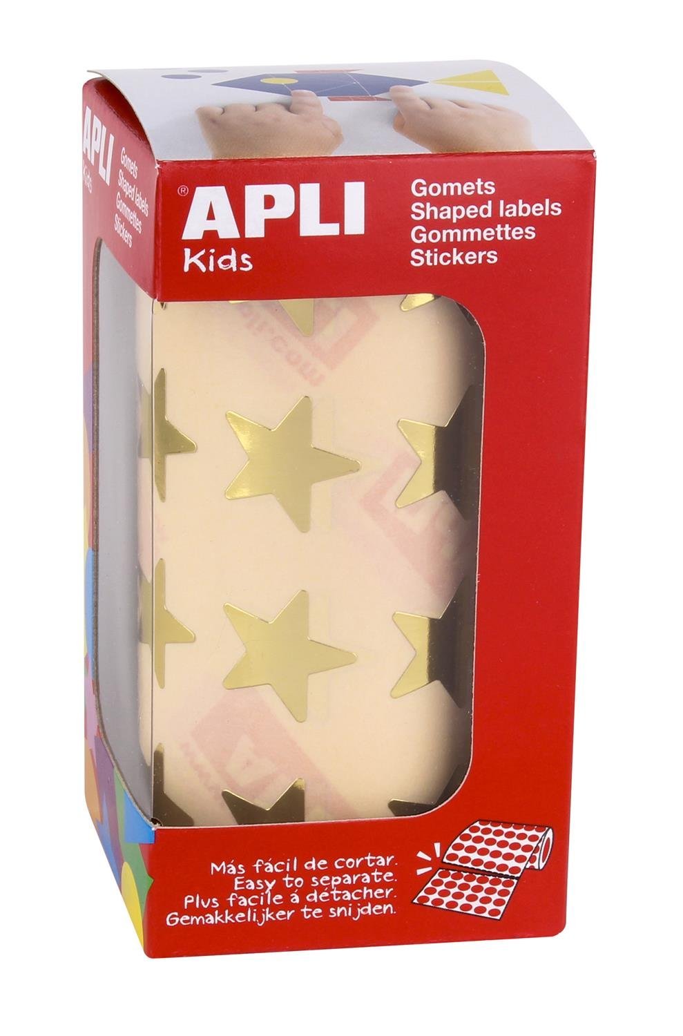 APLI – Self-Adhesive Gomets Large Stars Gold, Roll with 1416 Units