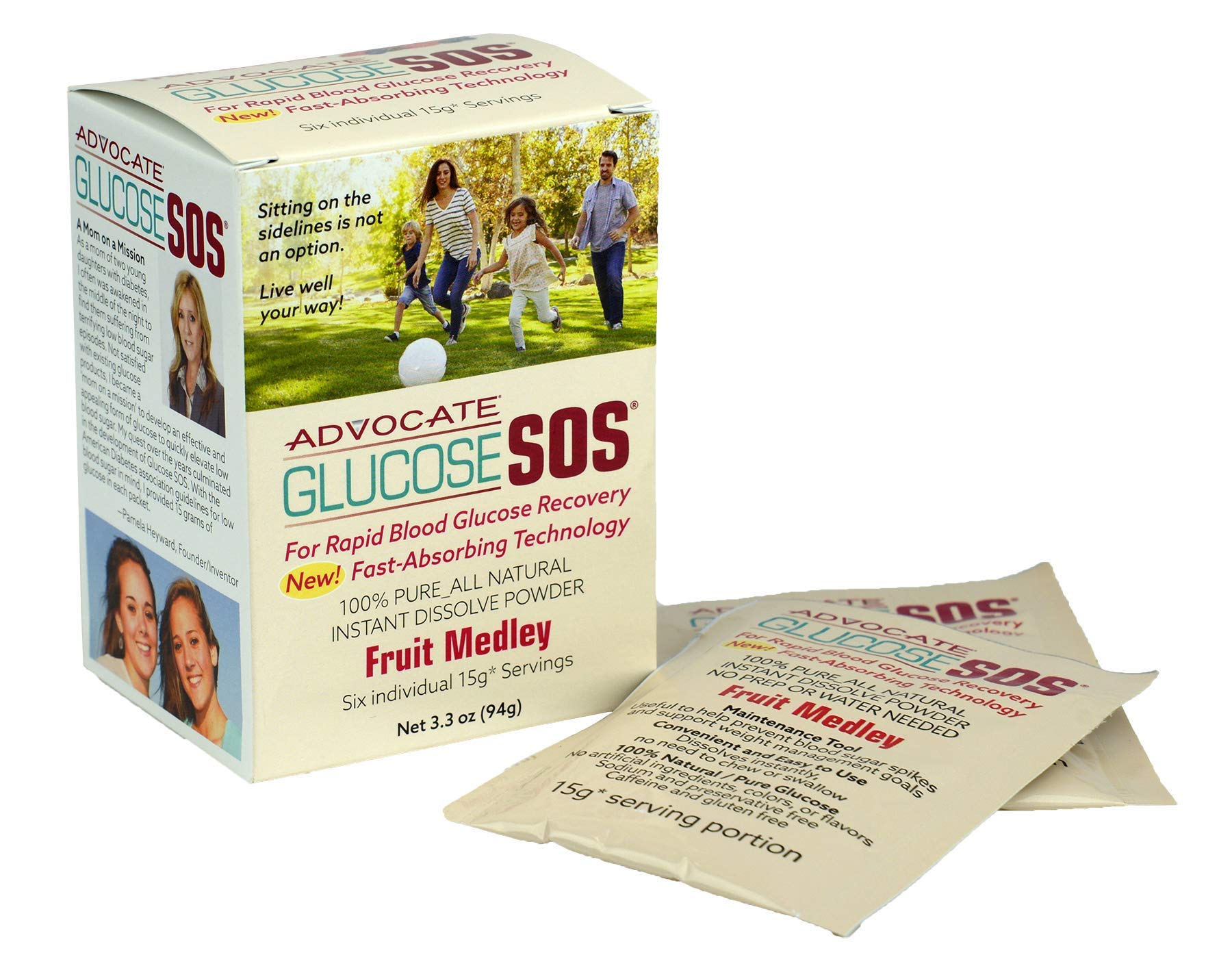 Glucose SOS Glucose Powder for Low Blood Sugar, Instant Dissolve, Fast