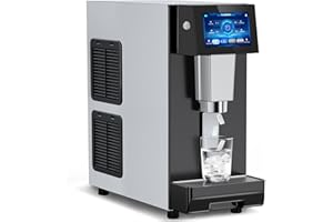 HOTHOPE Commercial Nugget Ice Maker Machine, 100Lbs/24H Pellet Chewable Ice, 3-IN-1 Nugget Ice Maker with Ice & Water Dispenser, Self-Cleaning Countertop Stainless Steel Ice Machine for Business, Office,Party