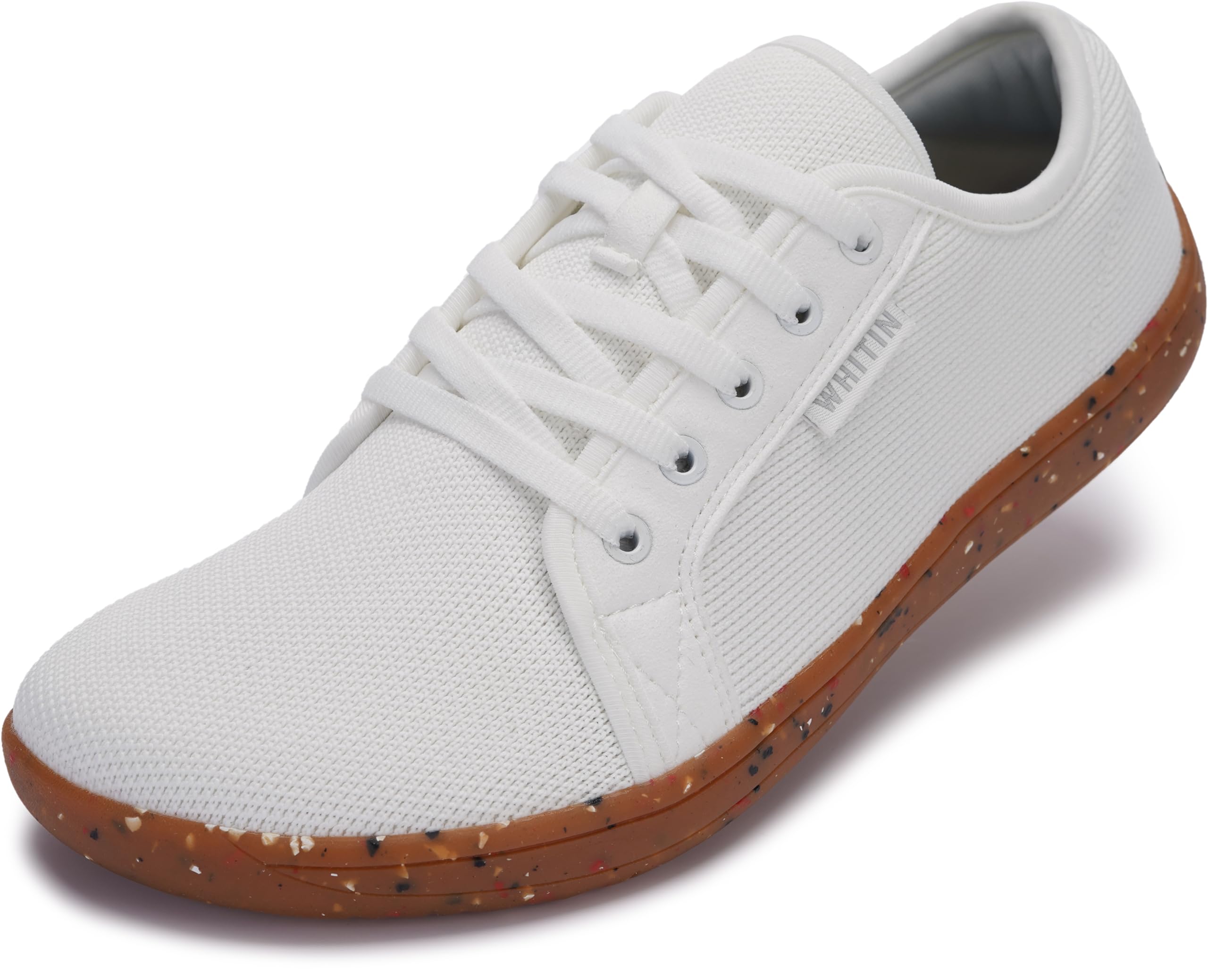 Photo 1 of WHITIN Women's Wide Barefoot Shoes Minimalist Zero Drop Fashion Sneakers Wide Toe Box Size 9 Walking Athletic Road Running Lifting Flat Gym White Multi 40