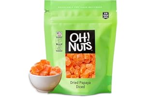 Oh! Nuts Dried Papaya Diced - 2 lb - Dried Fruit Diced - Less Sugar Added - Dehydrated Fruit Bites - Packed in New York Zip-Seal Bag for Exceptional Freshness