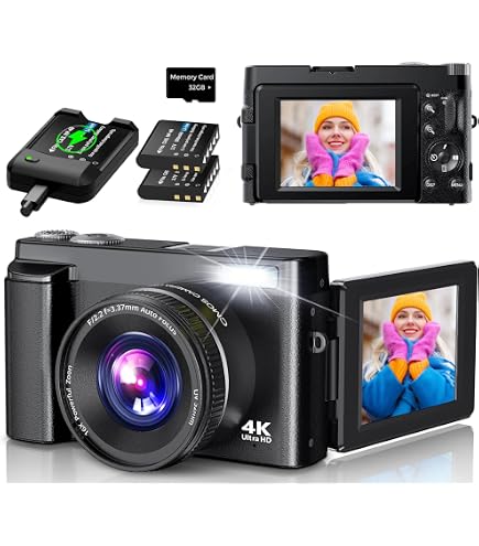 Appareil Photo Numérique 4K 50MP Pour Enfants - Zoom 16x, écran LED 2,8", Anti-tremblement - Inclut Carte 32 Go - 7