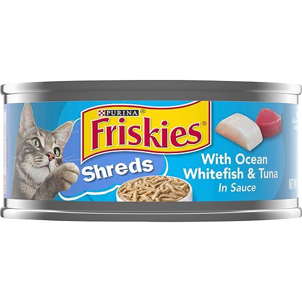 FRISKIES SAVORY SHREDS WITH OCEAN WHITEFISH & TUNA IN SAUCE CANNED CAT FOOD 24 – 5.5OZ CANS