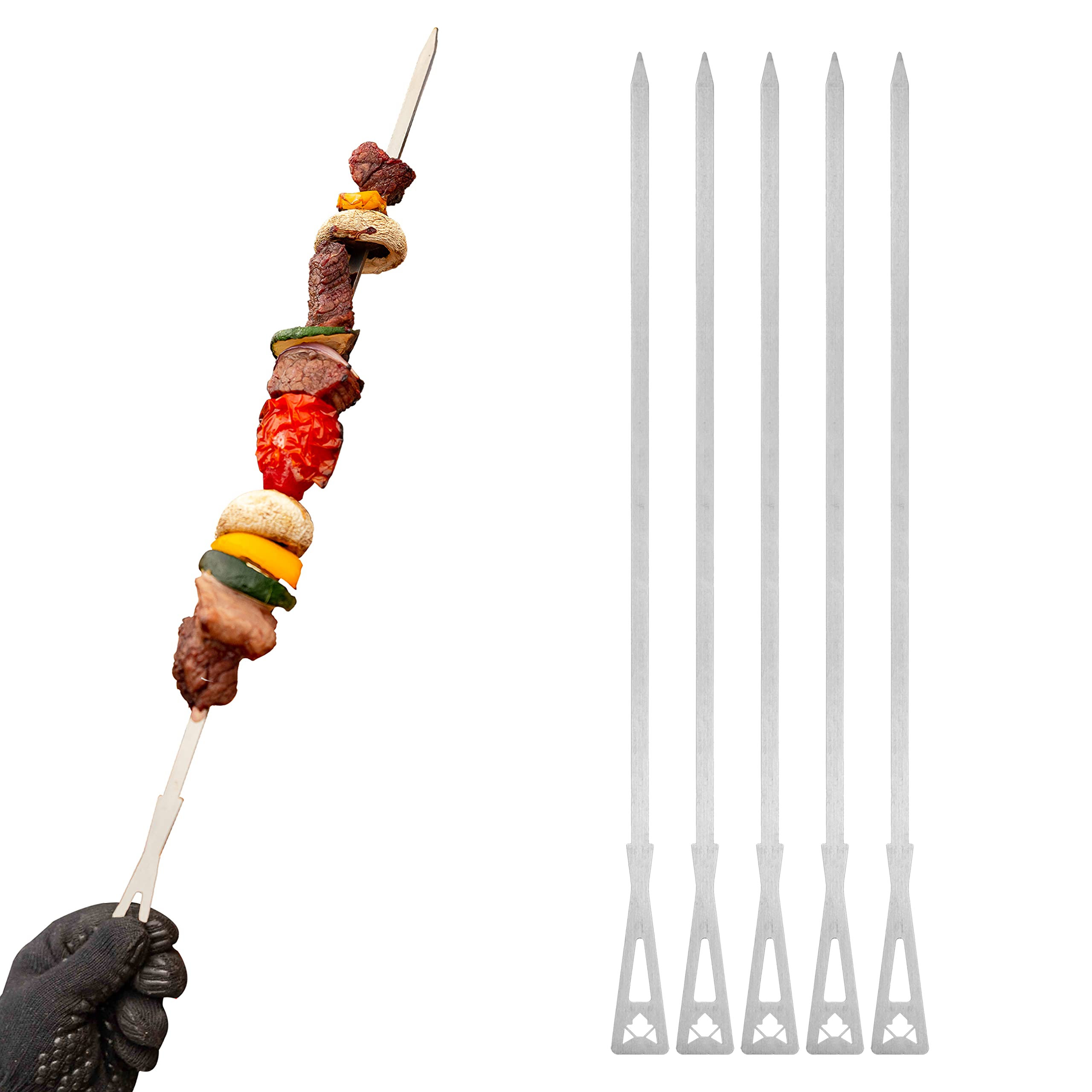 FENNEK | Long Barbecue Skewers | Includes Storage Bag | Stainless Steel Barbecue Accessories | Made in Germany | Set of 6