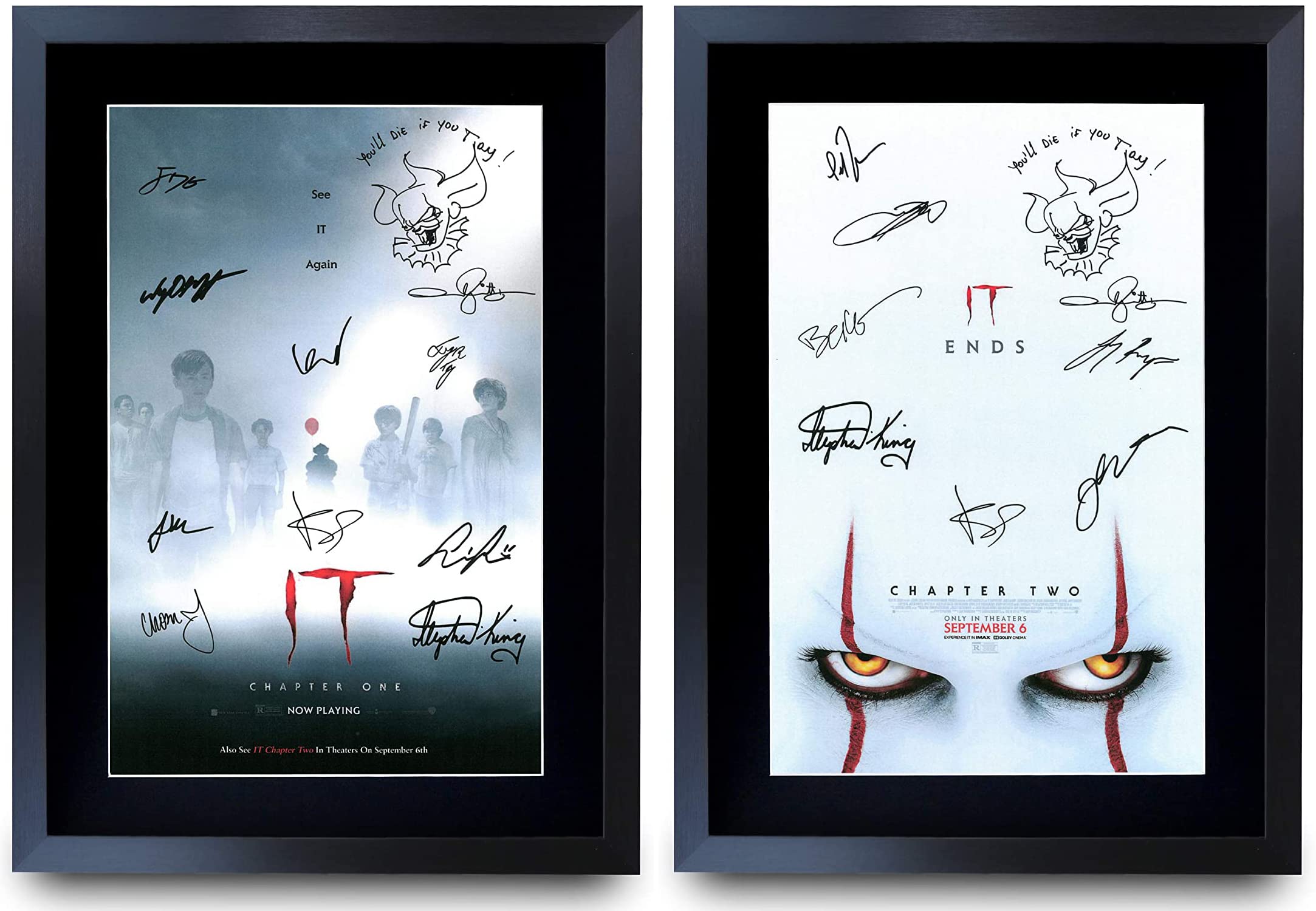 HWC Trading A3 FR IT Movie Collection Bill Skarsgård and Cast Gifts Printed Poster Signed Autograph Picture for Movie Memorabilia Fans - A3 Framed