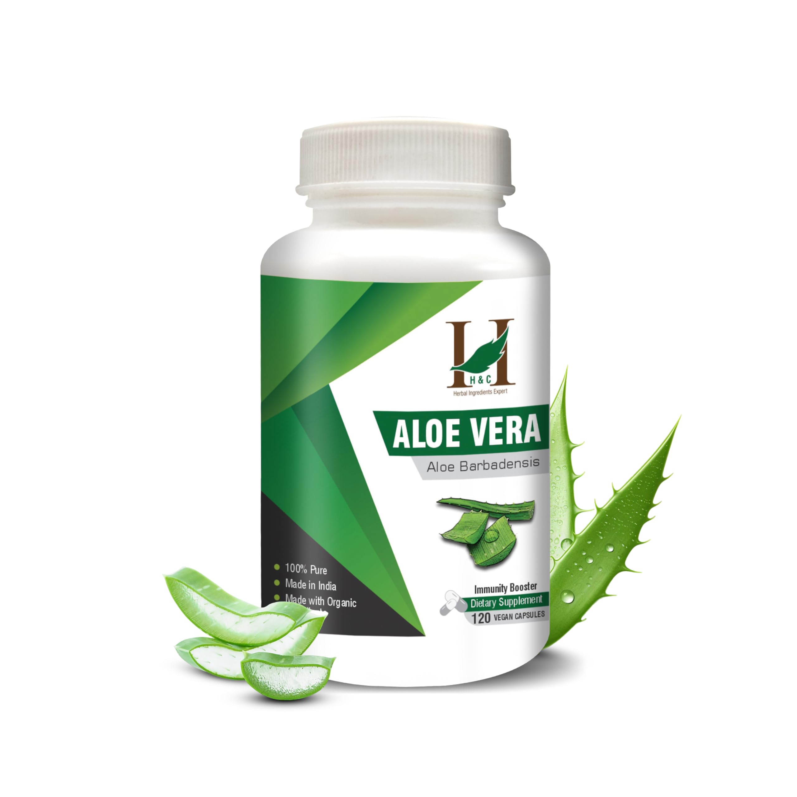 H&C Aloe Vera Capsules - 900mg per Serving, 120 Vegan Capsules | for All Wellness and Rejuvenation