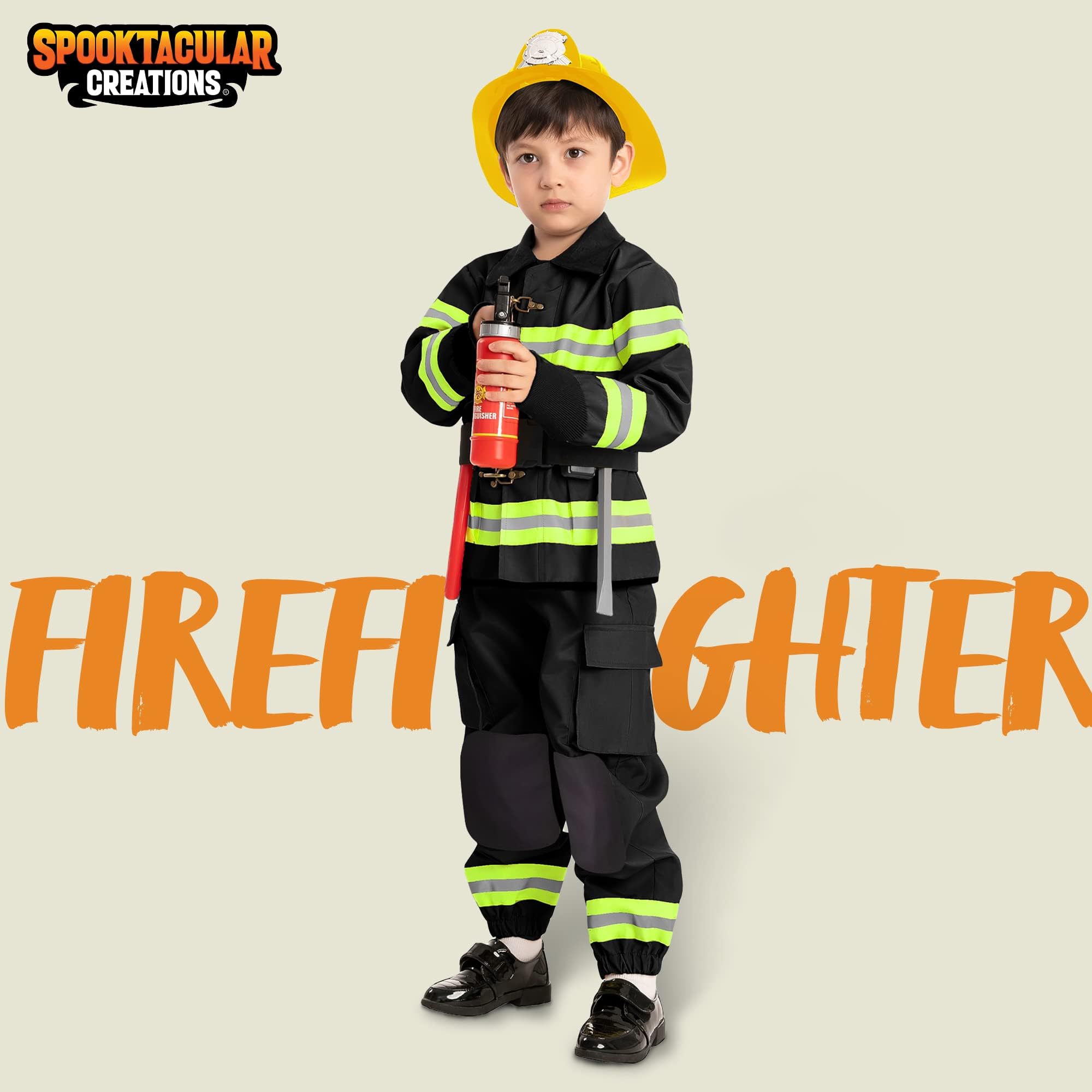Spooktacular Creations Halloween 14PCS Firefighter Costume for Kids, Boys Fireman Costume with Toys Set for Toddler RolePlay