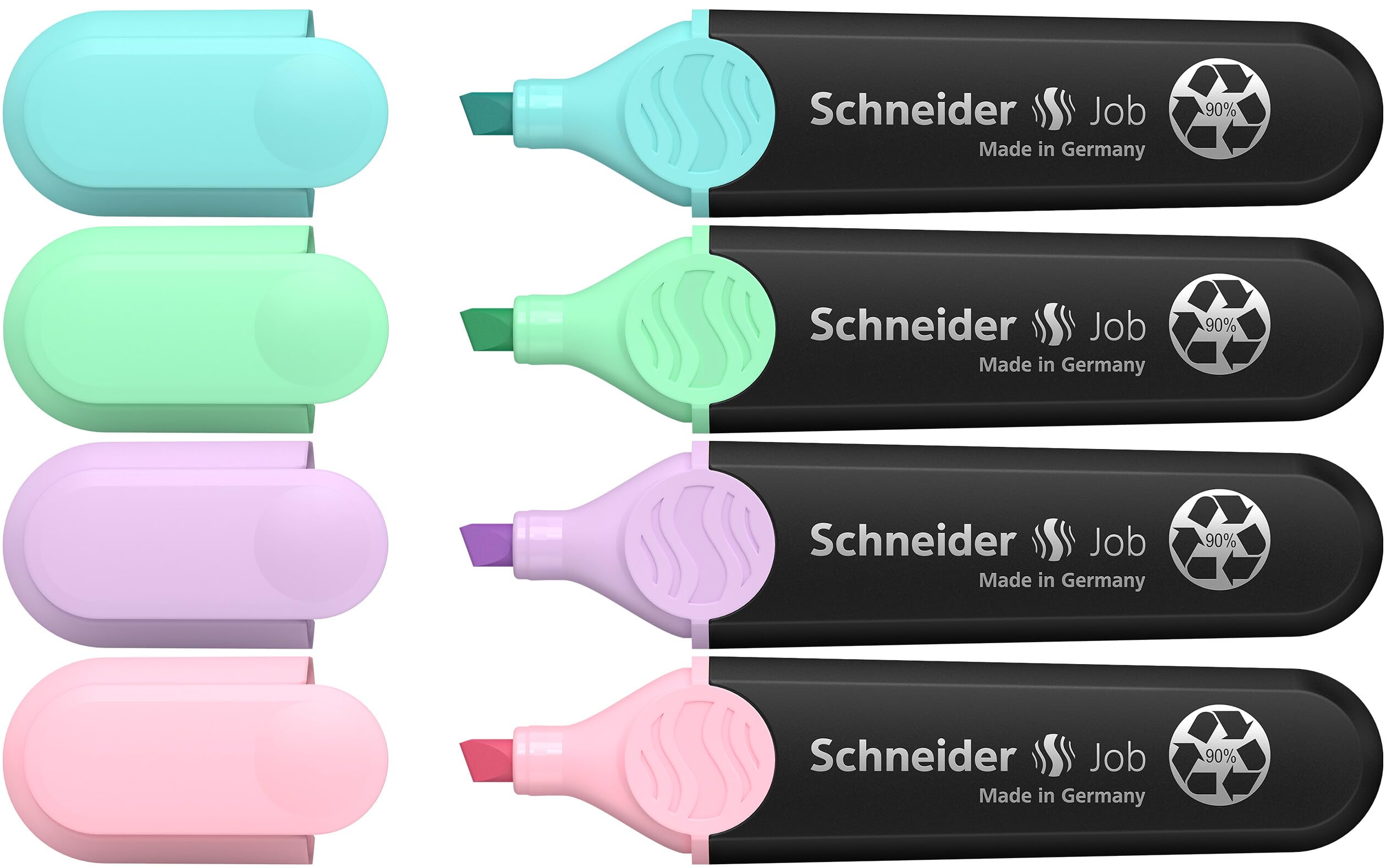 Schneider Job 150 Pastel Highlighter Pens Turquoise Mint Lilac and Rose Pack of 4