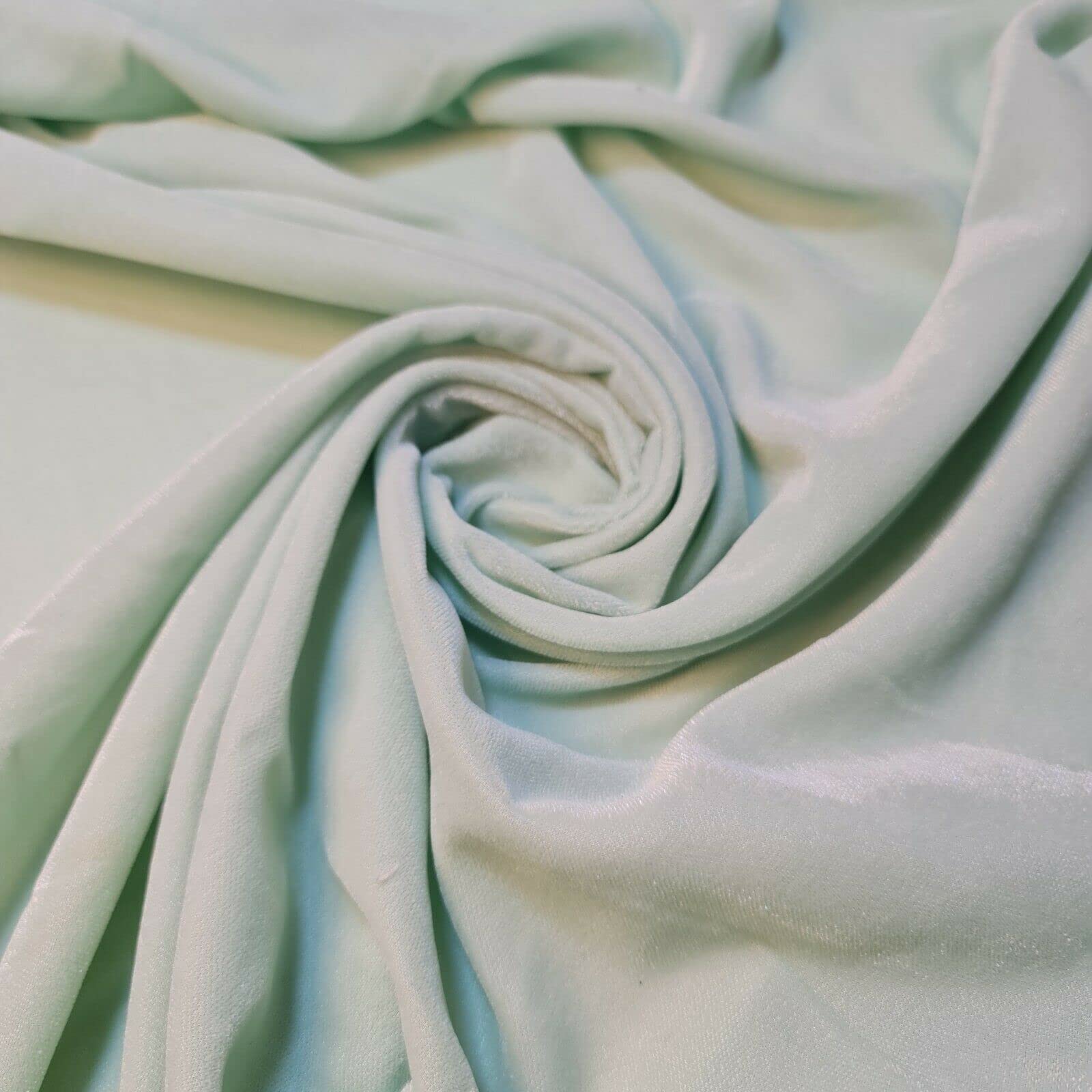 Three Crown Velvet Fabric Soft Strong Material - Home Decor, Curtains, Upholstery, Dress - 112cm Wide (Pastel Mint, 5 Meter)