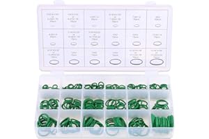 Glarks 18 Sizes 270Pcs Rubber O-Ring Car Auto Vehicle Repair Air Conditioning Compressor Seals Assortment Kit(Green)