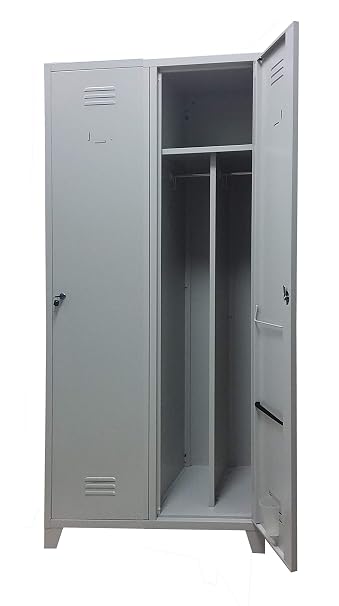 Armadietto In Acciaio Con 6 Scomparti E Serratura – Grigio Chiaro, Perfetto Per Spogliatoio, Ufficio O Scuola