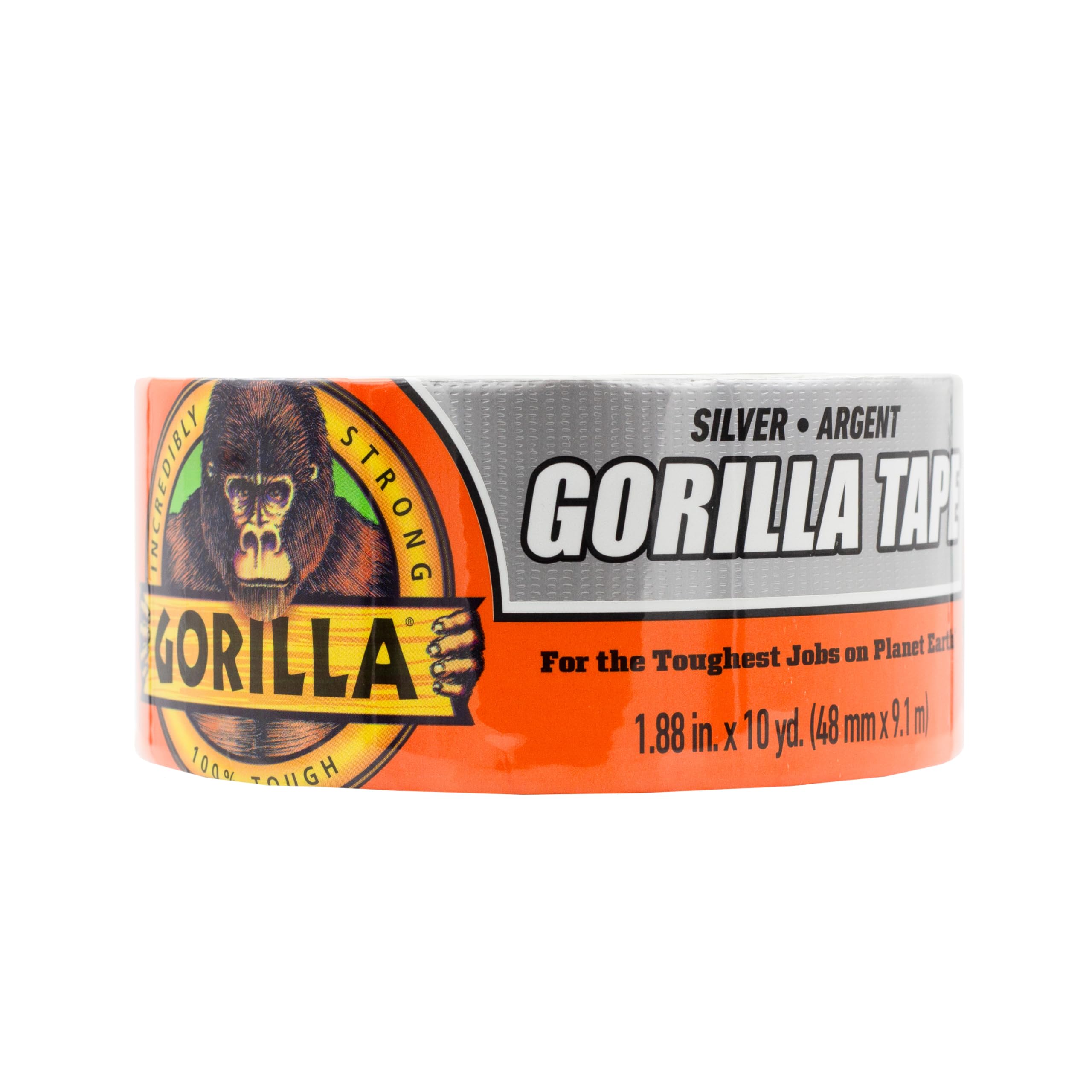 Photo 1 of Gorilla Tape, 1.88 in x 10 yd, Silver (Pack of 1) - Duct, Utility, Triple Layer Strength, Indoor & Outdoor, Weather Resistant Shell