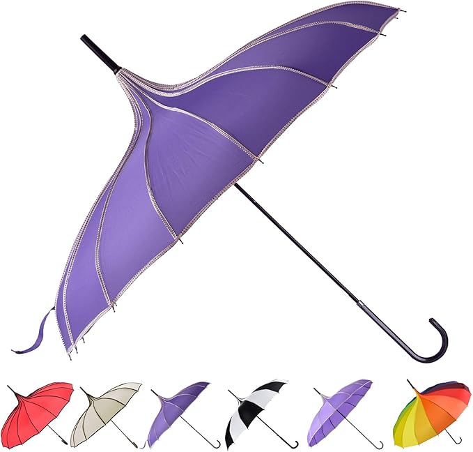 Outgeek Sombrilla parisina con mango de gancho, color morado oscuro