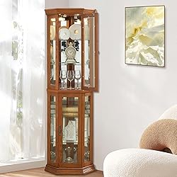 Firscook Corner Curio Cabinet, Glass Display