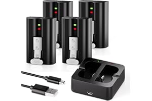 LESAPS 4-Pack Replacement Battery for Ring Doorbell - 6040mAh Rechargeable Camera Batteries with Charger Station for Ring Video Doorbell 2/3/3 Plus/4, Spotlight Cam, Stick Up Cam and Peephole Cam Indoor