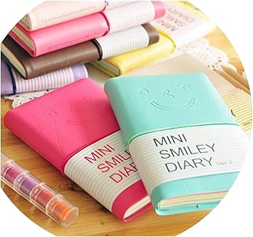 Amazon Co Jp かわいいミニスマイリーダイアリー ノートブック かわいいメモ帳 レザーノートパッド 文房具 ポケットブックポケット 日記 Office Products