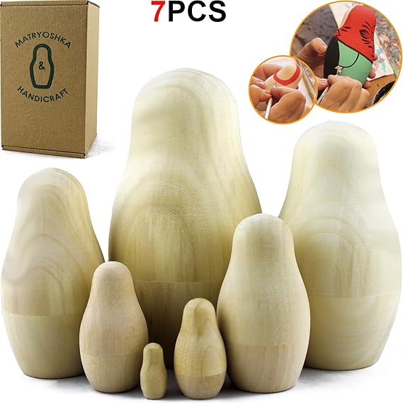 Unpainted Nesting Dolls DIY 7 Matryoshka Nesting Dolls Blank DIY
