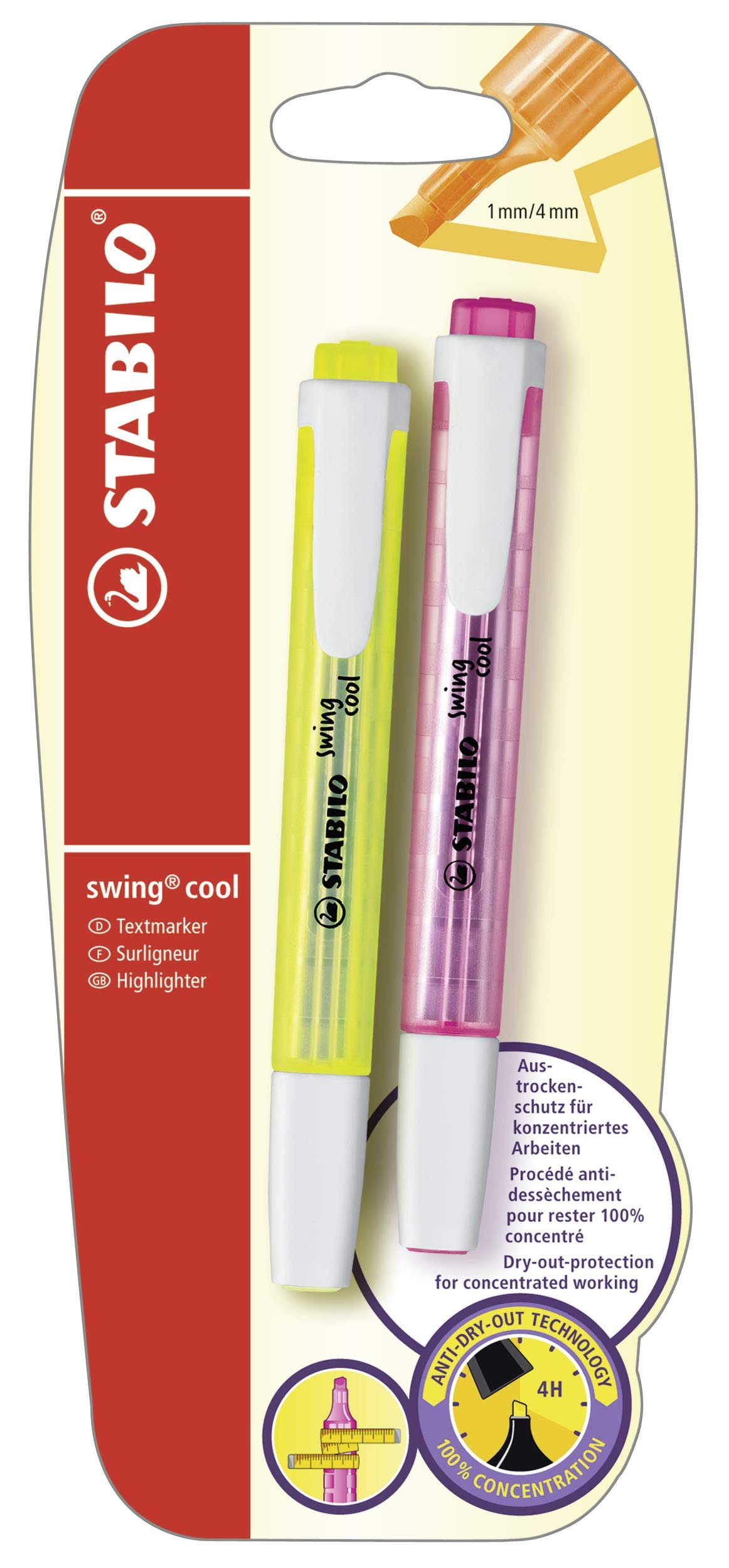 STABILO Highlighter swing cool - Pack of 2 - Yellow/Pink