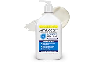 AmLactin Intensive Healing Body Lotion - Therapeutic Lotion for Extremely Dry Skin - No-Scrub Exfoliator and Moisturizer with 15% Lactic Acid AHA and Ceramides, 14.1 oz (Packaging May Vary)​