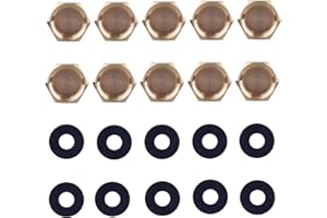 10pcs 3/8 Inch NPT Brass Pipe Caps & 10 Silicone Gasket, Premium Brass Compression Stop Valve Pipe Plug Caps Compression Fitt