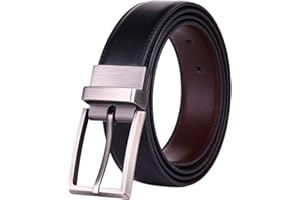beltox fine Men's Dress Belt Leather Reversible 1.25" Wide Rotated Buckle Gift Box
