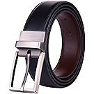 Beltox Fine Men's Dress Belt Leather Reversible 1.25" Wide Rotated Buckle Gift Box