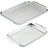 Hestan Provisions OvenBond – 3-Piece Tri-ply Baking Sheet Set Professional Stainless Steel Bakeware, Half & Quarter Sheets & Rack