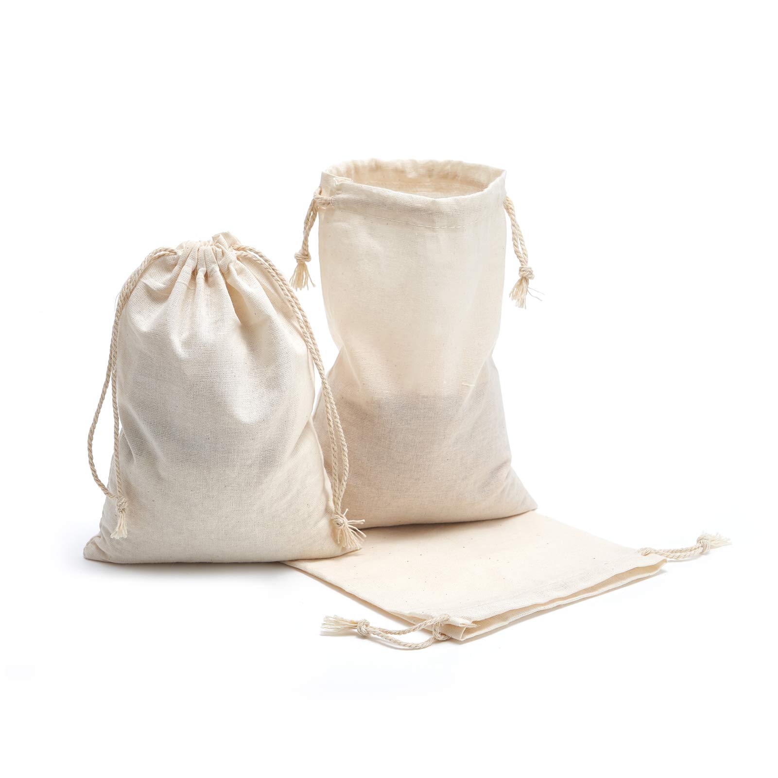 Tendwarm 50 Pack Cotton Drawstring Bags 5.9 x 7.8 Inches Reusable Muslin Bag for Party Wedding Storage Home Supplies