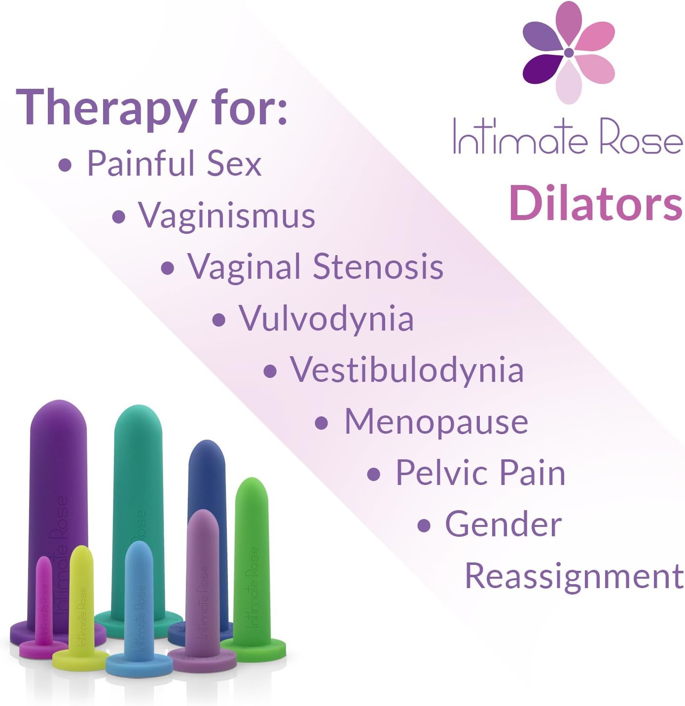 Intimate Rose Large 4-Pack Silicone Dilators for Women & Men, Sizes 5-8, Multicolor, Large Pack - Image 4