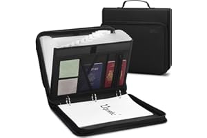Uquelic Accordion File Organizer Binder with Multi Pockets, Expanding File Folders with 13 Pockets, Handle and Labels, Portable Home Travel Safe Storage for Letter A4 Files and More (Black)