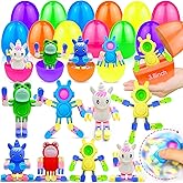 12 Pack 3.8'' Jumbo Filled Easter Eggs with Toys Transformable Animal Bunny Unicorn Fidget Spinners ,Easter Basket Stuffers Filler Essential Gifts for Kids Toddler Teens Stress Relief Party Favor Hunt