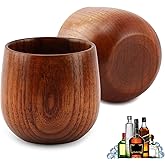 Ranjaner Charred Wooden Whiskey Glasses, Old Fashioned Bourbon Whiskey Glasses, Original-Bourbon Tumbler, Bourbon Gifts for Men, Whis-key Gifts for Men, 6 Ounces (2 Pack)