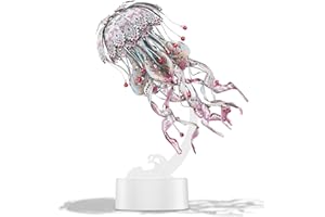 Piececool 3D Puzzles for Adults - Jellyfish 3D Metal Model Building Kits, Marine Organism Night Light with USB Plug, DIY Arts & Crafts Kits, Best Birthday Gifts