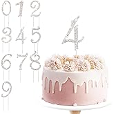 BEIDHIA Number Cake Topper 0-9,Silver Bling Rhinestone Happy Birthday Cake Topper for 4th 16th 18th 21st 30th 40th 60th 70th Birthday Party Anniversary Wedding Cake Decorations