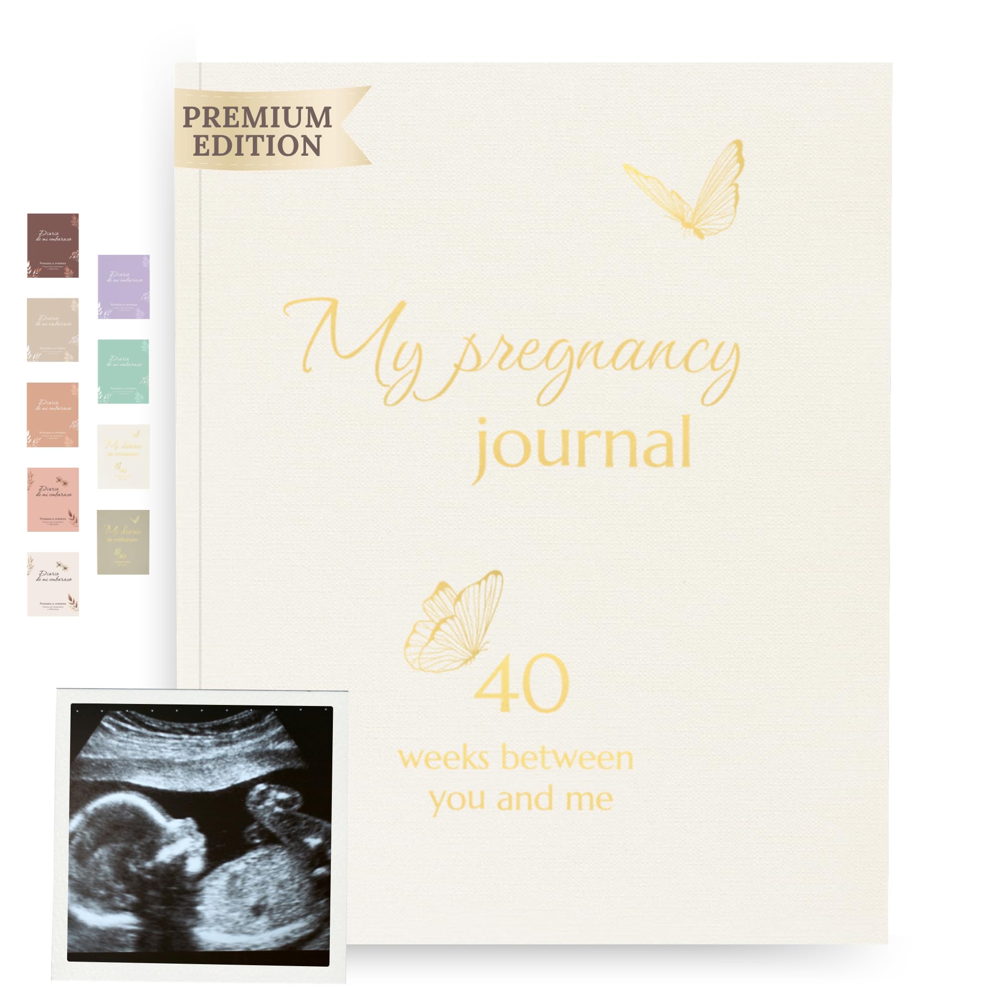 HuBorns - My Pregnancy Journal to Capture Every Moment Week by Week with Space for Photos and Ultrasounds, Pregnancy Diary to Keep the Most Special Memories, Maternity Journal (Beige texture, English)